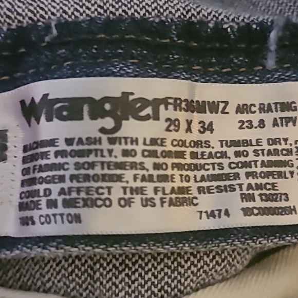 Wrangler FR slim fit jeans sz 29"x34"1 10"rise. HRC2/2112. (#1122). VGC. - Picture 7 of 16
